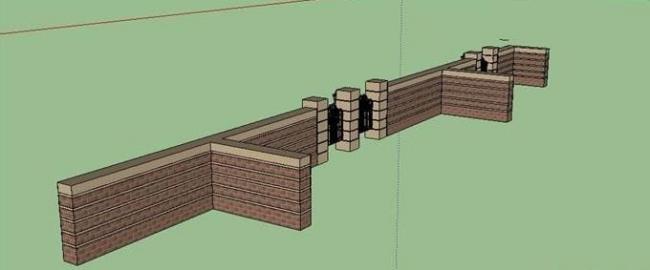 SketchUp Material Model: Courtyard Wall Entrance Component