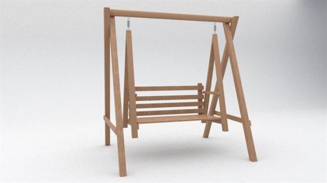 SketchUp Material Model: Wooden Swing Chair Component