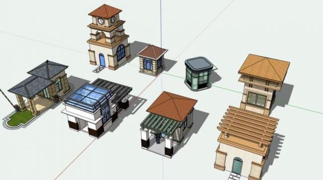 SketchUp Model: Security Guard Booth Component and Materials