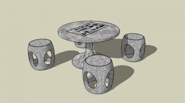 SketchUp Material Pack: Stone Table, Stone Stool, and Ancient Chinese Architecture Components