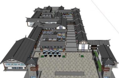 SketchUp Business Model: Multi-Story Commercial Street Featuring Ancient Chinese Architecture-BIM WORLD