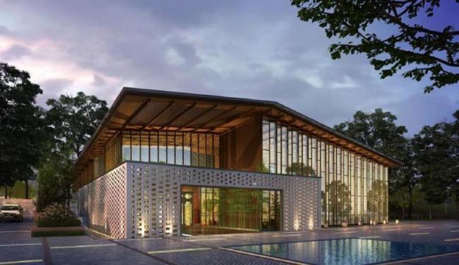 SketchUp Business Model: Modern Multi-Story Clubhouse with Courtyard at the Foot of Lishan Mountain, Lintong, Xi'an