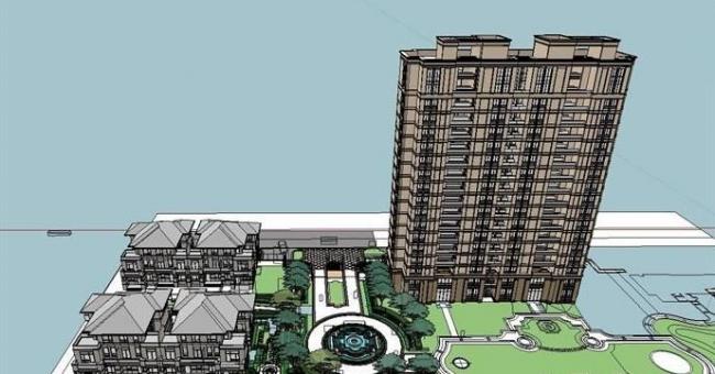 SketchUp Residential Model: Multi-Story European-Style Community with Classical Landscape Design