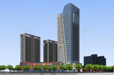 Modern Multi-Story Mixed-Use Commercial Complex in SketchUp-BIM WORLD