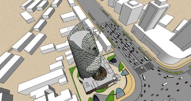 Modern High-Rise Office Building Model in SketchUp