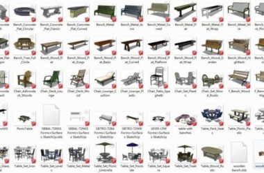 SketchUp Materials: Outdoor Rest Table and Chair Component Models-BIM WORLD