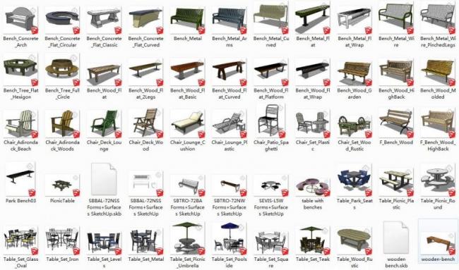 SketchUp Materials: Outdoor Rest Table and Chair Component Models