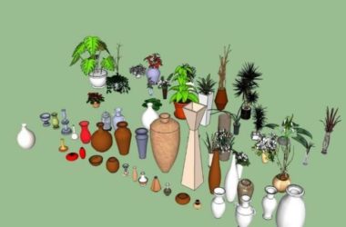 SketchUp Material Models: Ceramic Jar, Flower Bowl, and Vase Components-BIM WORLD