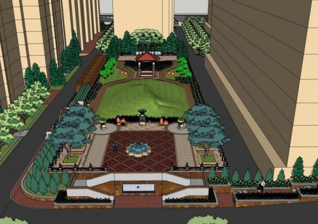 SketchUp Material Model: Classic European Pool Center Landscape Component