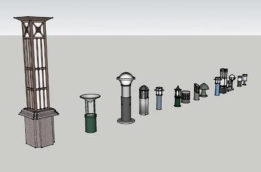 SketchUp Materials: Landscape Lighting and Street Lamp Component Models-BIM WORLD