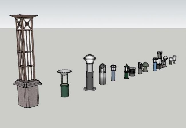 SketchUp Materials: Landscape Lighting and Street Lamp Component Models