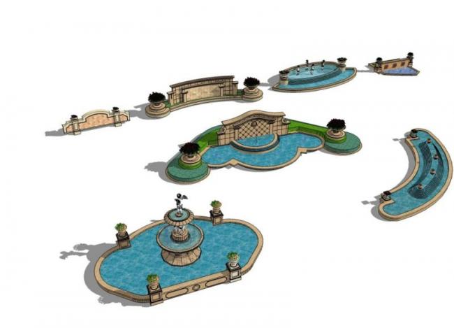 SketchUp Material Model | European Classical Fountain Component