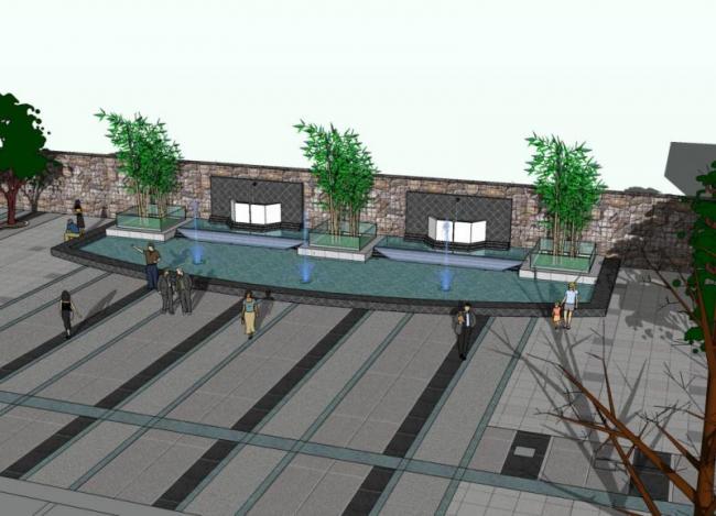 SketchUp Material Model: Community Landscape Low Wall Component