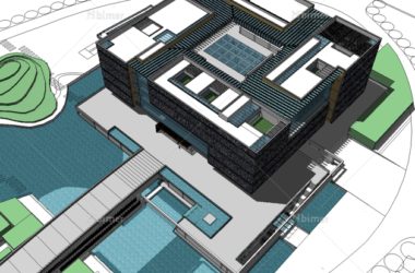 SketchUp Cultural Model: Multi-Story Modern Museum Exhibition Hall with Layered Architecture-BIM WORLD