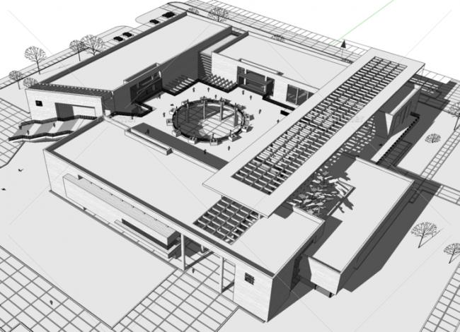 Multi-Story Museum Exhibition Hall SketchUp Model | Modern Cultural Architecture