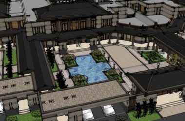 SketchUp Business Model: Multi-Story Commercial Street with Traditional Chinese Architecture-BIM WORLD