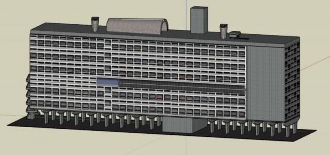 Residential SketchUp Model | Modern High-Rise Apartment Inspired by Corbusier in Marseille