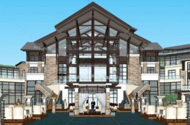 SketchUp Hotel Model: Kempinski Mountain Resort with Terrace in Southeast Asian Style-BIM WORLD
