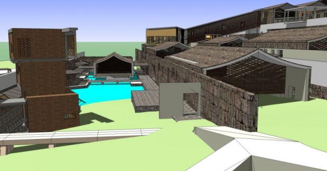Modern Multi-Story Hotel Model in SketchUp