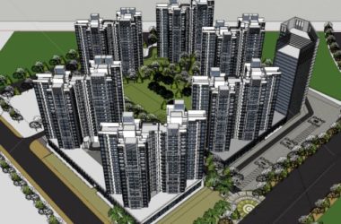 SketchUp Model of Modern High-Rise Residential Complex with Ground-Floor Retail at Yuehai International-BIM WORLD
