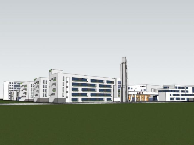 Modern Multi-Story High School Campus Model in SketchUp