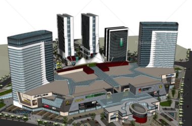 SketchUp Complex Model: Multi-Story Modern Shopping and Commercial Center-BIM WORLD