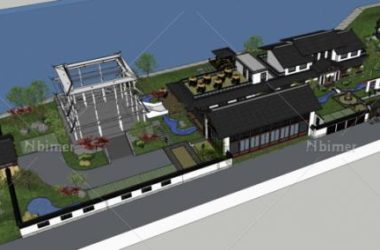 SketchUp Business Model: Multi-Story Club Health Park in Modern Chinese Style-BIM WORLD