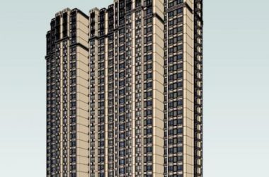 SketchUp Residential Model: Western Neoclassical High-Rise with One Staircase Serving Five Units-BIM WORLD