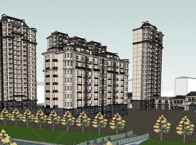 SketchUp Residential Models: High-Rise Communities Featuring French, Classical, and European Styles