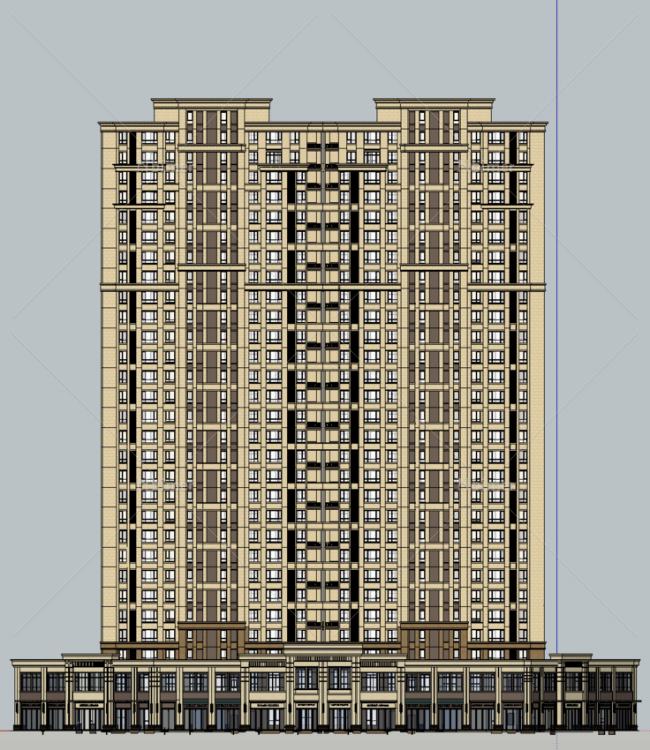 Neoclassical High-Rise Residential Building Model in SketchUp