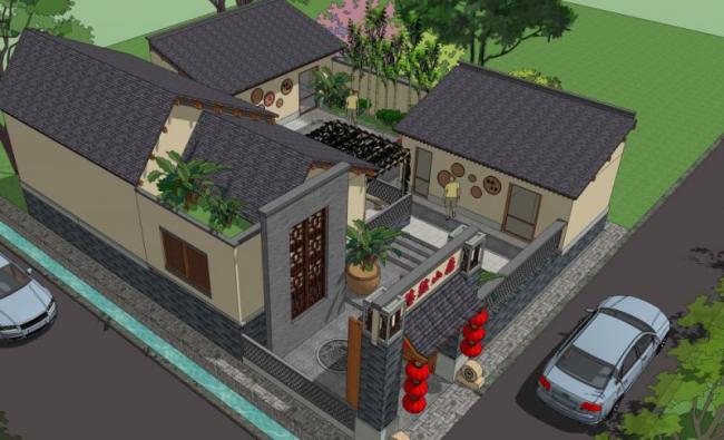 SketchUp Residential Design: Multi-Story Chinese-Style Homestay