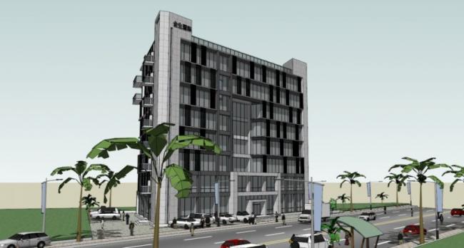 Modern Multi-Story Office Building Model in SketchUp