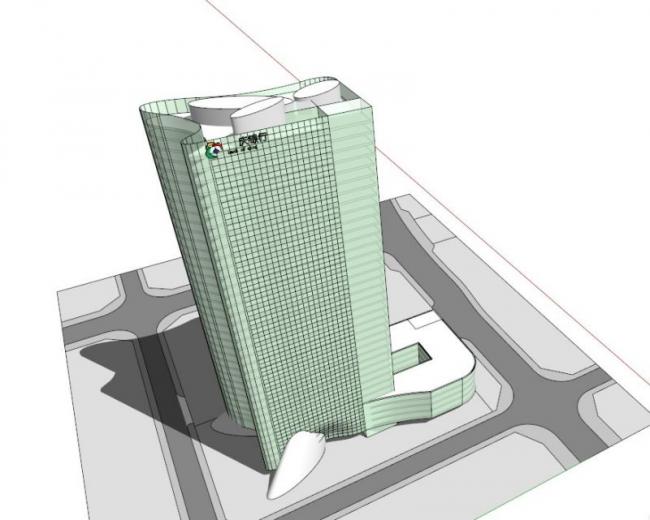 SketchUp Model of a Modern Super High-Rise Office Building