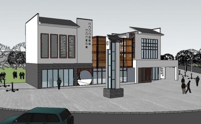 SketchUp Business Model: Multi-Story Club in Modern Chinese Style