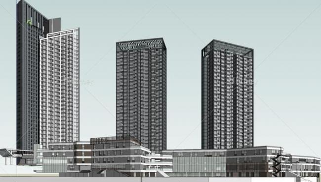 Modern High-Rise Hotel Apartment Model in SketchUp