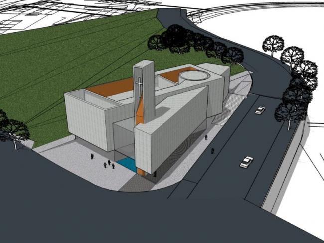 SketchUp Cultural Model: Modern Multi-Story Church Architecture