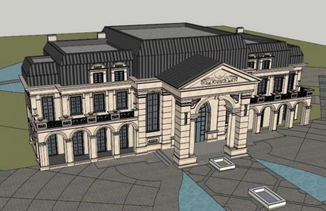 SketchUp Business Model: Multi-Story French Classical Clubhouse Design