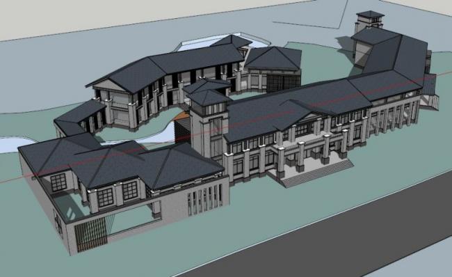 SketchUp Business Model: Multi-Story Commercial Club in Modern Chinese Style