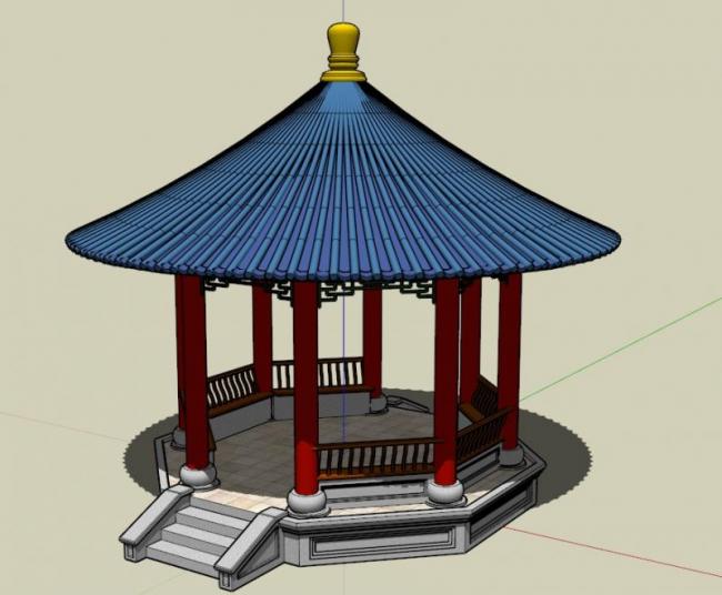 Chinese-Style Garden Pavilion Sketch Model in SketchUp