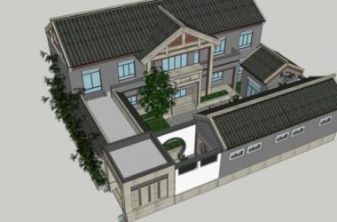 Residential SketchUp Model: Oriental Neoclassical Courtyard Design-BIM WORLD