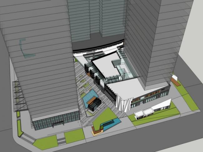 SketchUp Complex Model: Modern High-Rise Commercial Building