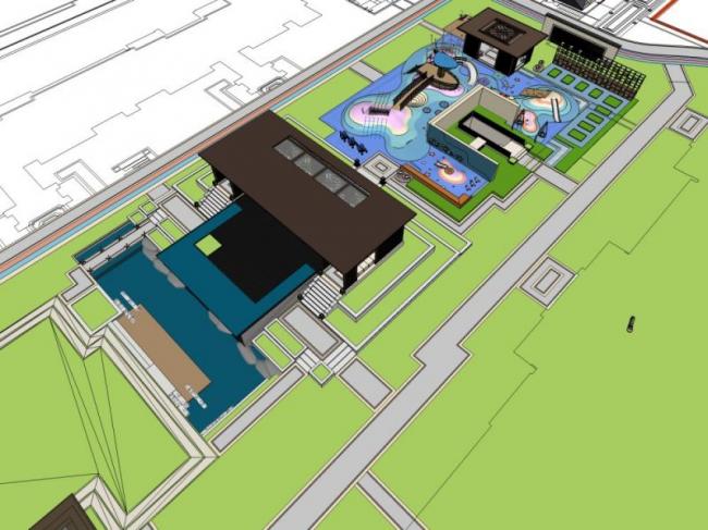 SketchUp Business Model: Modern Multi-Story Clubhouse Design