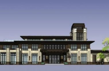 SketchUp Business Model: Multi-Story Sales Office in Western Classical Style-BIM WORLD