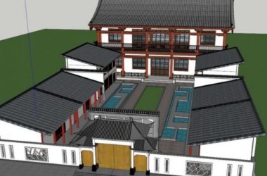 Modern Chinese Multi-Story Courtyard Residential Model in SketchUp-BIM WORLD