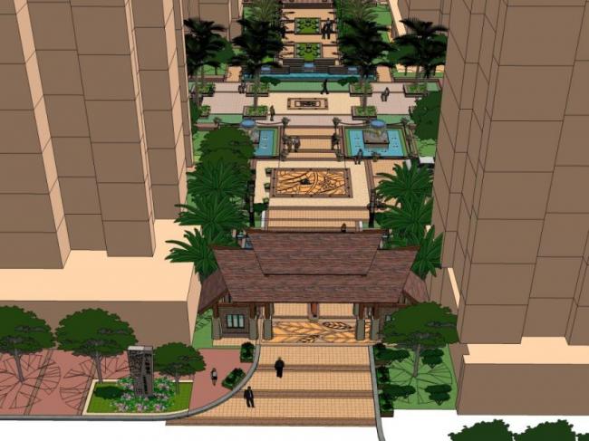SketchUp Residential Landscape Model in Classic Style
