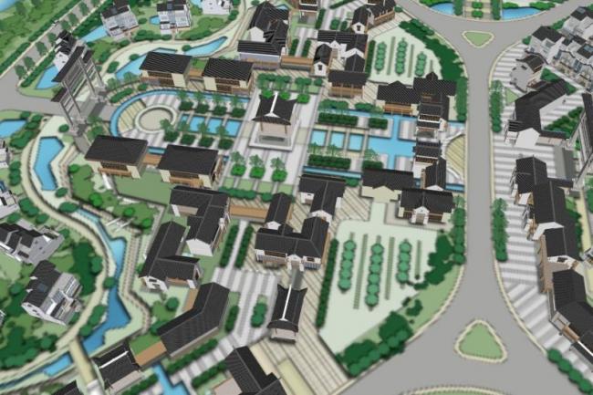 SketchUp Multi-Story Residential Community Model with Chinese Architectural Style