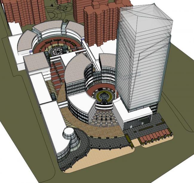 SketchUp Complex Model: Multi-Story Modern High-Rise Design