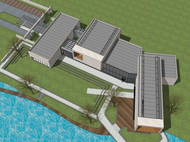 SketchUp Cultural Model: Modern Multi-Story Art Museum Architecture