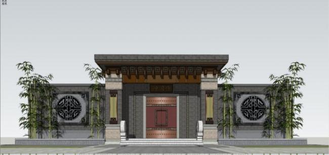 Chinese-Style Door Head Sketch Model in SketchUp