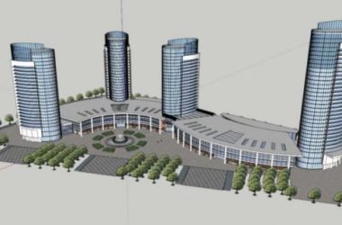 SketchUp Model of a Modern Super High-Rise Hotel, Office, and Conference Center Complex-BIM WORLD